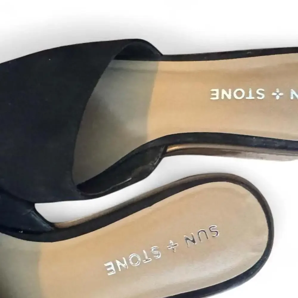 Sun + Stone Charloteef Black Wedge Cork Sandals